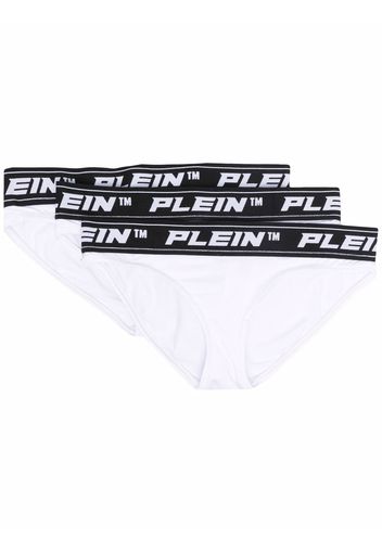 Philipp Plein Set di 3 slip con logo - Bianco