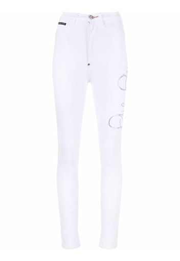 Philipp Plein logo-print leg jeggings - Bianco