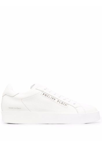 Philipp Plein logo-print leather trainers - Bianco