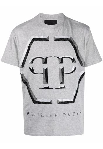 Philipp Plein embellished-logo T-shirt - Grigio