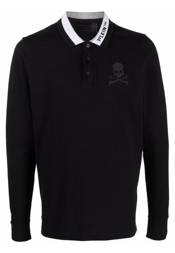 Philipp Plein logo skull print polo shirt - Nero