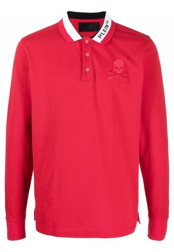 Philipp Plein skull-motif cotton polo shirt - Rosso