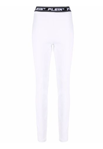 Philipp Plein logo-waistband leggings - Bianco