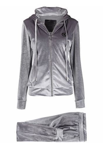 Philipp Plein logo-embellished velvet tracksuit - Grigio