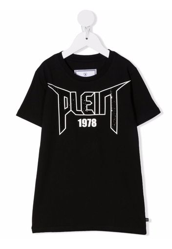 Philipp Plein Junior T-shirt con strass - Nero