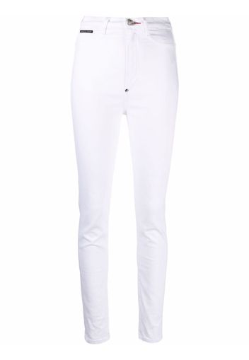 Philipp Plein Jeans a vita alta - Bianco