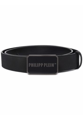 Philipp Plein Cintura in pelle con placca logo - Nero