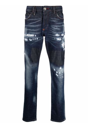 Philipp Plein Jeans Super Straight con stampa - Blu