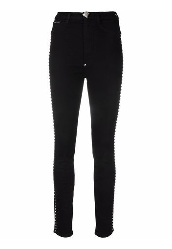 Philipp Plein Jeggings a vita alta Crystal - Nero