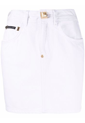 Philipp Plein denim mini skirt - Bianco