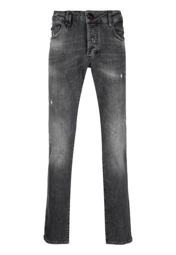 Philipp Plein Destroyed straight-leg denim trousers - Grigio