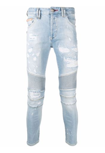 Philipp Plein Jeans skinny con inserti - Blu