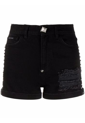 Philipp Plein Stones denim hot pants - Nero