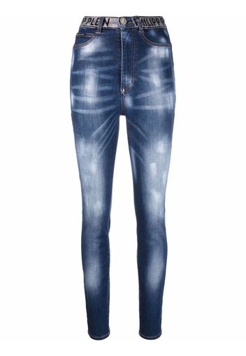 Philipp Plein super high waist denim jeggings - Blu