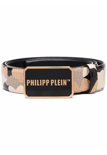 Philipp Plein Cintura con placca logo - Toni neutri