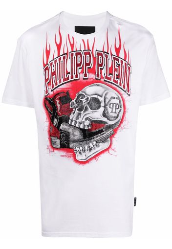 Philipp Plein T-shirt Skull On Fire - Bianco