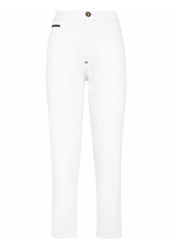 Philipp Plein Jeans crop con borchie - Bianco