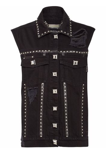 Philipp Plein Gilet denim con borchie - Nero