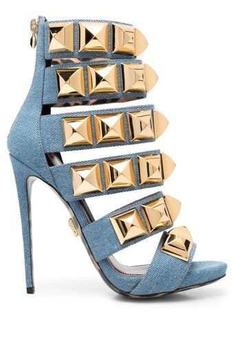 Philipp Plein studded denim 120mm sandals - Blu