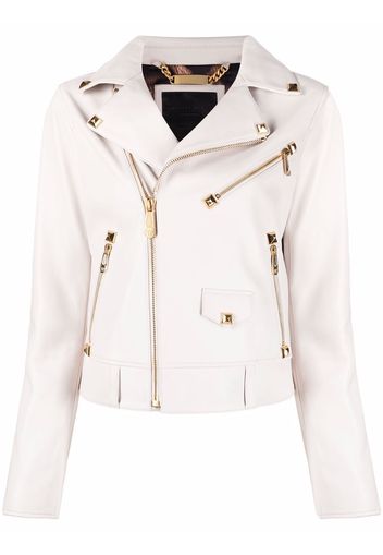 Philipp Plein Giacca biker con applicazione - Bianco