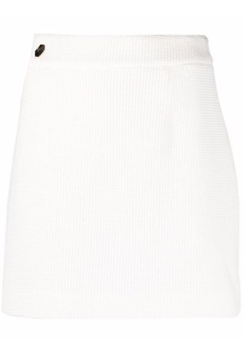 Philipp Plein logo-plaque detail skirt - Bianco