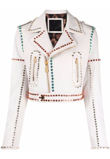 Philipp Plein Giacca biker crop - Bianco