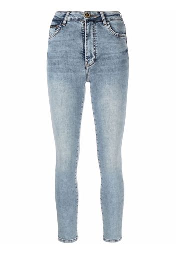 Philipp Plein Skull embroidery skinny jeans - Blu