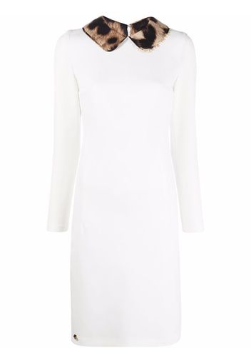 Philipp Plein leopard-collar dress - Bianco