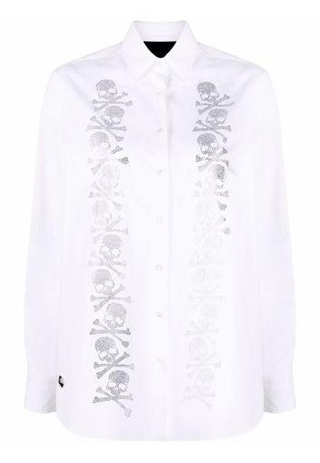 Philipp Plein rhinestone-skull button-up shirt - Bianco