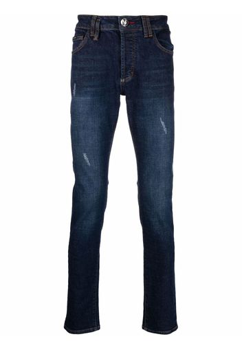 Philipp Plein Jeans slim con vita media - Blu