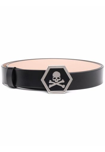 Philipp Plein skull-motif leather belt - Nero