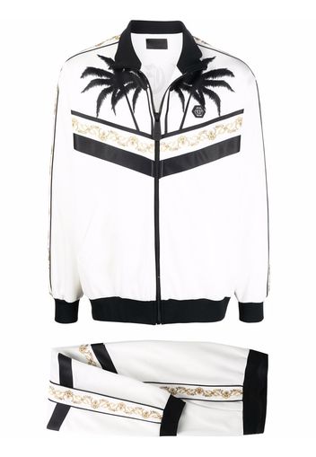 Philipp Plein Tuta sportiva con stampa barocca - Bianco