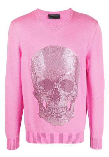 Philipp Plein Maglione girocollo Iconic Skull - Rosa