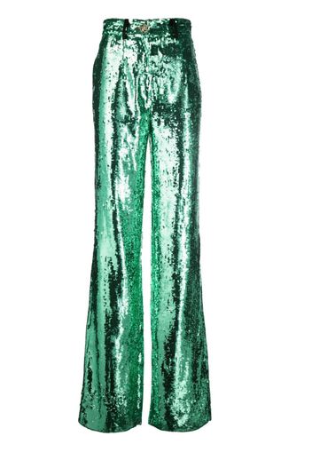 Philipp Plein Pantaloni a gamba ampia con paillettes - Verde