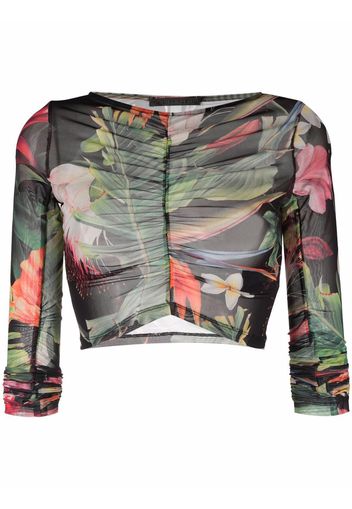 Philipp Plein Top a maniche lunghe Flowers - Verde