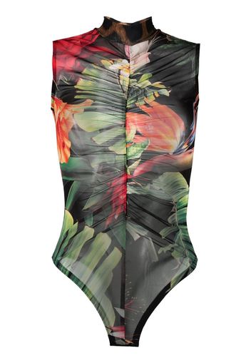 Philipp Plein Body smanicato a fiori - Nero