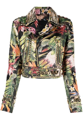 Philipp Plein Giacca biker a fiori - Verde