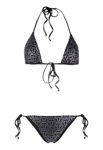 Philipp Plein Set bikini con decorazione - Nero