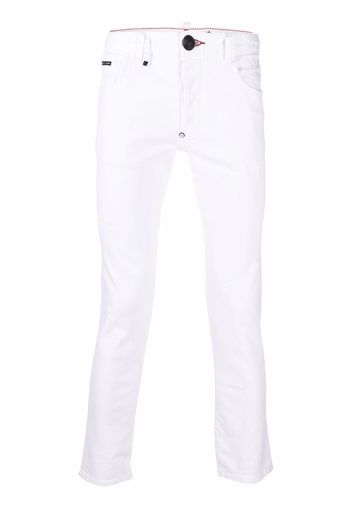 Philipp Plein embroidered-logo slim-fit jeans - Bianco