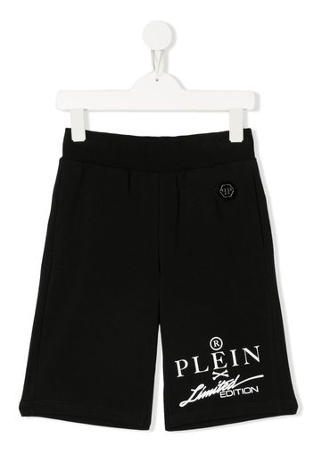 Philipp Plein Junior Shorts sportivi con logo - Nero