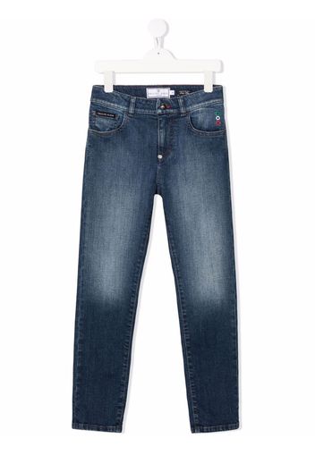 Philipp Plein Junior Jeans slim con applicazione - Blu