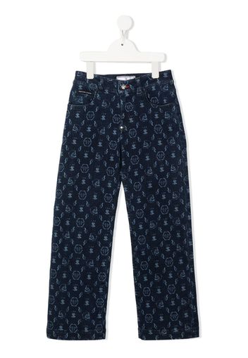 Philipp Plein Junior Jeans dritti con vita media - Blu