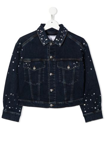 Philipp Plein Junior Giacca denim con decorazione - Blu