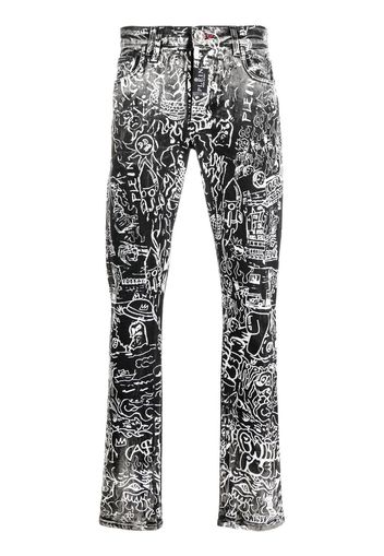 Philipp Plein Jeans con stampa grafica - Grigio