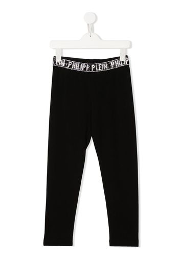 Philipp Plein Junior Leggings con logo - Nero