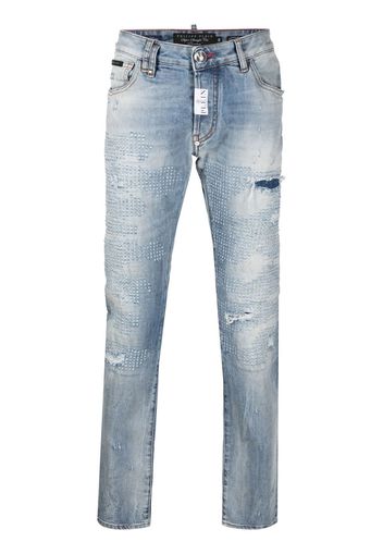 Philipp Plein Jeans con effetto vissuto Premium - Blu