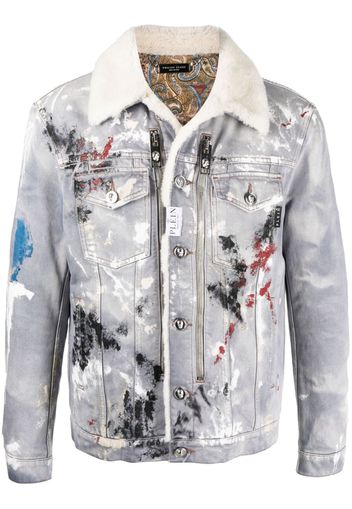 Philipp Plein Giacca denim con stampa - Blu