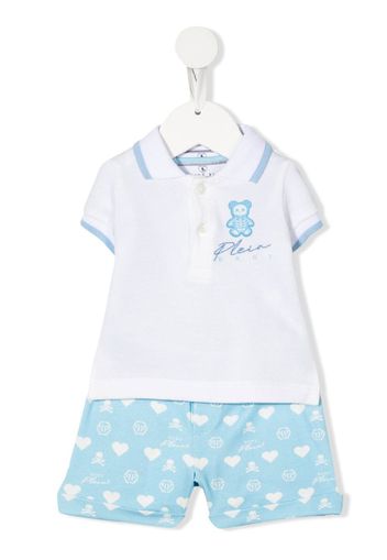 Philipp Plein Junior Set due pezzi con ricamo - Bianco