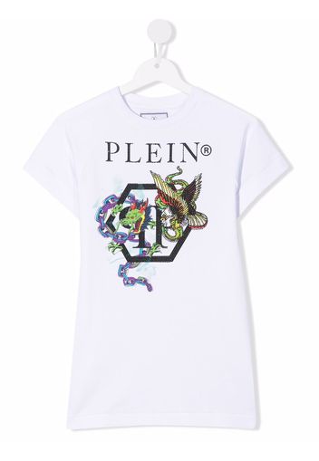 Philipp Plein Junior dragon-print T-shirt dress - Bianco