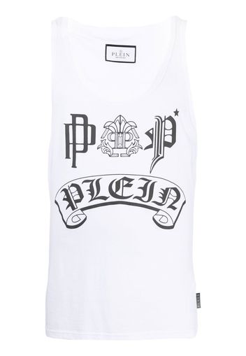 Philipp Plein logo-print cotton tank top - Bianco